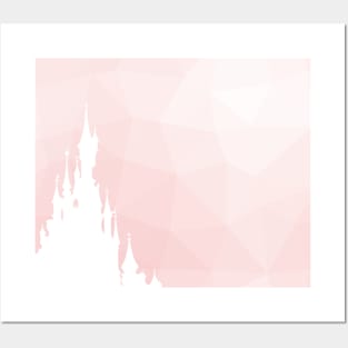 Paris Magic Castle Silhouette Geometric Millennial Pink Posters and Art